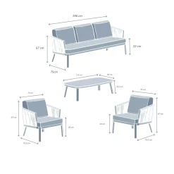 Set di mobili da giardino Amalfi Bianco 5 posti