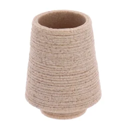 Set bicchiere distributore e porta sapone in poliresina effetto sabbia Lina Beige