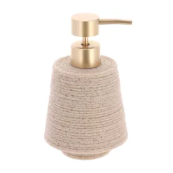 Set bicchiere distributore e porta sapone in poliresina effetto sabbia Lina Beige