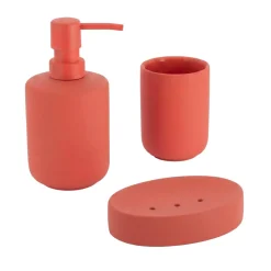 Set bicchiere, portasapone e dispenser in terracotta Timeless