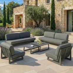 Set da giardino in alluminio 8 posti 6 pezzi Long Beach Grigio antracite