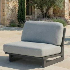 Set da giardino in alluminio 8 posti 6 pezzi Long Beach Grigio antracite e grigio chiaro