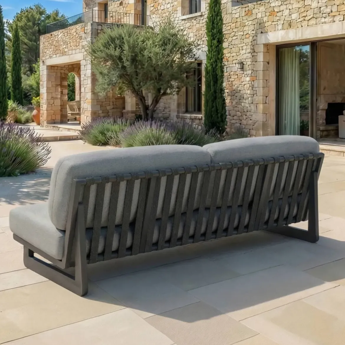 Set da giardino in alluminio 8 posti 6 pezzi Long Beach Grigio antracite e grigio chiaro
