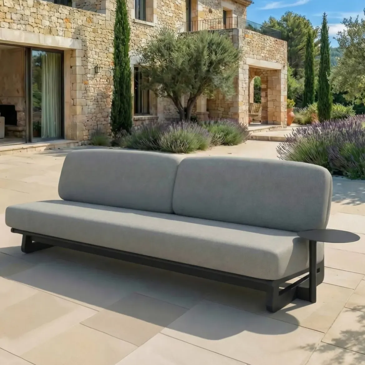 Set da giardino in alluminio 8 posti 6 pezzi Long Beach Grigio antracite e tortora