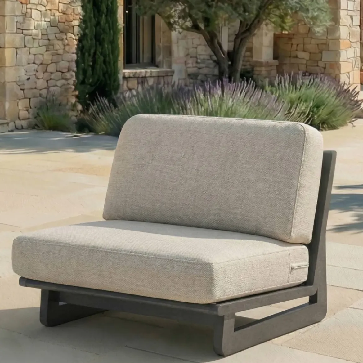 Set da giardino in alluminio 8 posti 6 pezzi Long Beach Grigio antracite e tortora