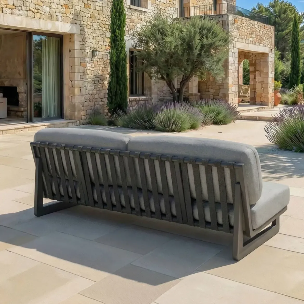 Set da giardino in alluminio 8 posti 6 pezzi Long Beach Grigio antracite e tortora