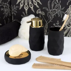 Set di accessori bagno gomma Rubby Nero