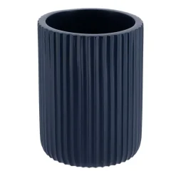 Set di accessori bagno in resina Striato Blu marino
