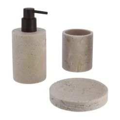Set di accessori bagno in Travertino Naturale