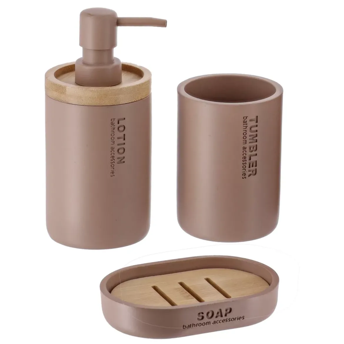 Set di accessori bagno Purebamboo Cappuccino