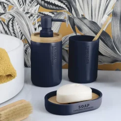 Set di accessori bagno Purebamboo Blu marino
