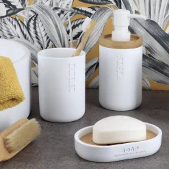 Set di accessori bagno Purebamboo Bianco