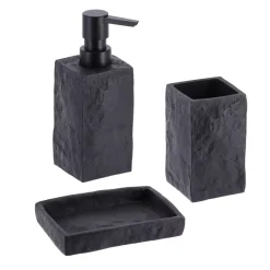 Set di accessori per il bagno effetto pietra Nero