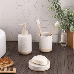 Set di accessori per il bagno gres maculato Pietra Beige