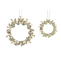 Set di 2 addobbi natalizi da appendere in metallo (D19 cm) Corona di campanelli Perla
