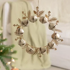 Set di 2 addobbi natalizi da appendere in metallo (D19 cm) Corona di campanelli Perla
