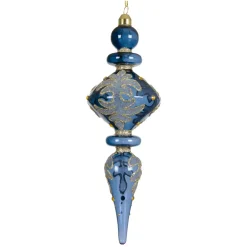 Set di 2 addobbi natalizi da appendere in vetro (H24 cm) Riflesso di Mezzanotte Blu