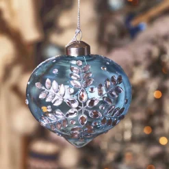 Set di 2 addobbi natalizi in vetro (D100 mm) Scintillio di Natale Azzurro