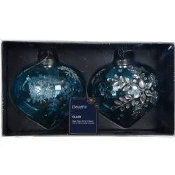 Set di 2 addobbi natalizi in vetro (D100 mm) Scintillio di Natale Azzurro