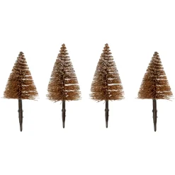 Set di 4 alberi di Natale con pinza (H15 cm) Foresta incantata Marrone