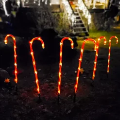 Set di 6 bastoncini di zucchero a pile 42 LED (47 cm) Candy Bianco caldo