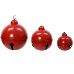 Set di 3 Campane Giganti in metallo da appendere (D52-42-31 cm) Grigioni Rosso