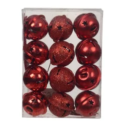 Set di 12 campanelle da appendere (D3 cm) Christmas Stars Rosso