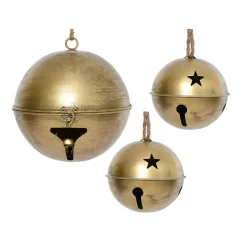 Set di 3 campanelle di metallo da appendere (D24-20-14 cm) Grigio Oro