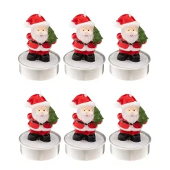 Set di 6 candele (6 cm) Babbo Natale Rosso