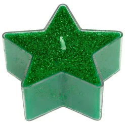 Set di 4 Candele per scaldavivande Stelle Verde glitterato