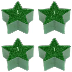 Set di 4 Candele per scaldavivande Stelle Verde glitterato