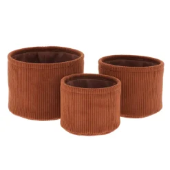 Set di 3 ceste portaoggetti in velluto a coste (H16 cm) Louise Marrone mocha