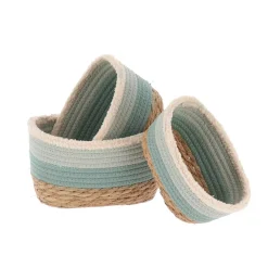Set di 3 cesti da appendere intrecciati (H13,5 cm) Jeanne Verde salvia