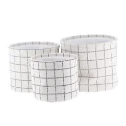 Set di 3 cestini portaoggetti (17 cm) Quadretti Bianco