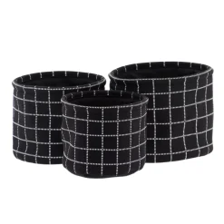 Set di 3 cestini portaoggetti (17 cm) Quadretti Nero
