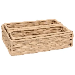 Set di 3 cestini portaoggetti intrecciati bassi (27 x 20 cm) Garlic Beige