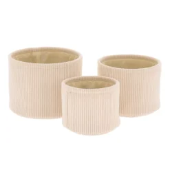 Set di 3 cesti portaoggetti in velluto a coste (H16 cm) Louise Avorio