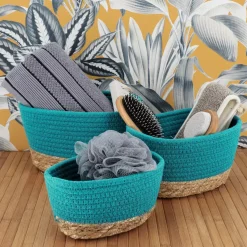 Set di 3 cesti portaoggetti Timeless Verde caraibi
