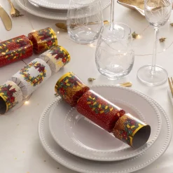 Set di 6 crackers natalizi Festività Rosso e Bianco