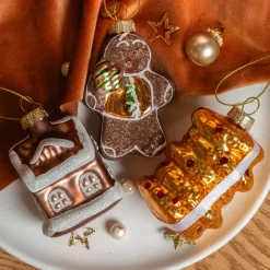 Set di 3 decorazioni da appendere in vetro (H11 cm) Delizie di Natale