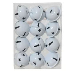Set di 12 decorazioni natalizie sospese in metallo (D3 cm) Campanelli d'inverno Bianco