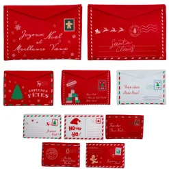 Set di 10 decorazioni natalizie da appendere in feltro assortite Buste Rosso e bianco