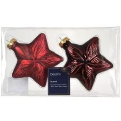 Set di 2 decorazioni natalizie in vetro (H10 cm) Stelle Celesti Bordeaux
