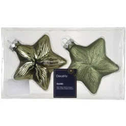 Set di 2 decorazioni natalizie in vetro (H10 cm) Stelle Celesti Verde Rosmarino