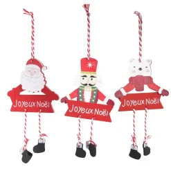 Set di 3 figurine di Natale da appendere (H14) Pantins Rosso