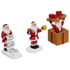 Set di 3 figurine per villaggio (H7 cm) Babbo Natale Pazzo
