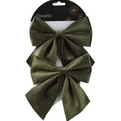 Set di 2 Fiocchi di Natale (H15 cm) Londra chic Verde