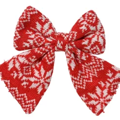 Set di 2 Fiocchi di Natale (H13 cm) Tradizione Rosso e bianco