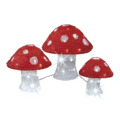 Set di 3 funghi luminosi 72 LED (23 cm) Bianco freddo