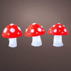 Set di 3 funghi luminosi solari (H18 cm) Mushy Bianco freddo